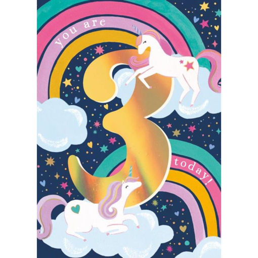 Picture of 3 TODAY UNICORN BIRTHDAY CARD